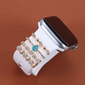 Key Heart Sharp Metal Charms Decoratieve ring voor Apple Watch Band Diamond ornament Smart Watch Silicone Riem accessoires