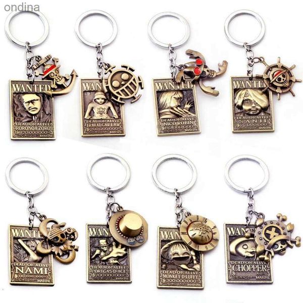 Porte-clés longes Anime porte-clés Luffy chapeau Zoro Sanji Cosplay porte-clés porte-clés chaîne accessoires de voiture 240304