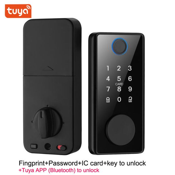 Serrure à clé intelligente à pêne dormant, application Tuya Bluetooth, mot de passe biométrique à empreintes digitales, entrée sans clé, porte d'entrée 230830