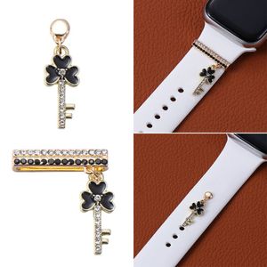 Key Metal Charms Decoratieve ring voor Apple Watchband Diamond Ornament Smart Watch Silicone Strap Accessoires voor IWatch Bracelet