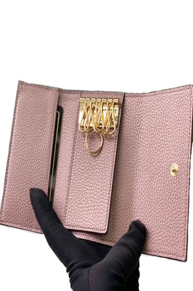 Cadena de bolsa clave mini monedero monedero billetera de cuero genuino soporte para tarjetas de presentación de flores 6760818
