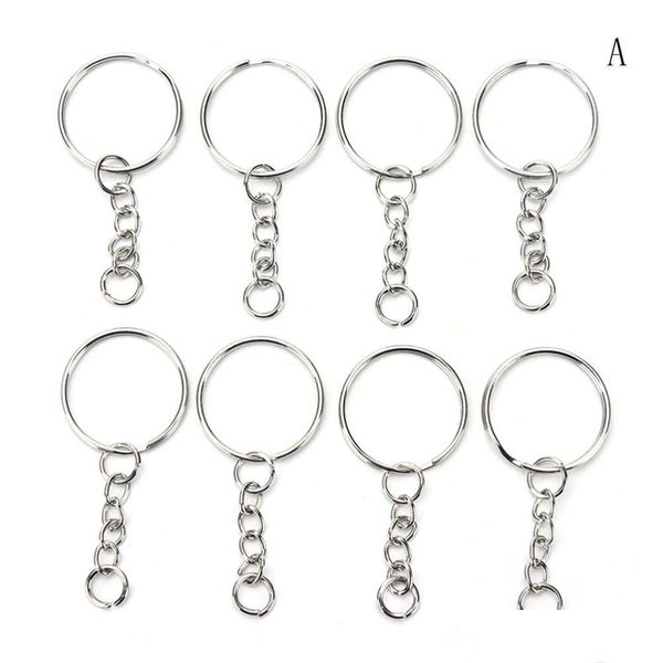 Llaveros 100 PCS / Set Cadenas Sier Círculo de aleación de acero inoxidable DIY 25 mm Llaveros 3 estilos Joyería Llavero Anillo Accesorios Drop Deliv Dhdor