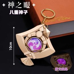 Belangrijkste ringen 10 cm kwamen Genshin Impact 1 1 oog van de originele God Yae Miko Keychain Cosplay Anime Luminous Key Rings Backpacks Accessoires Geschenken G230210