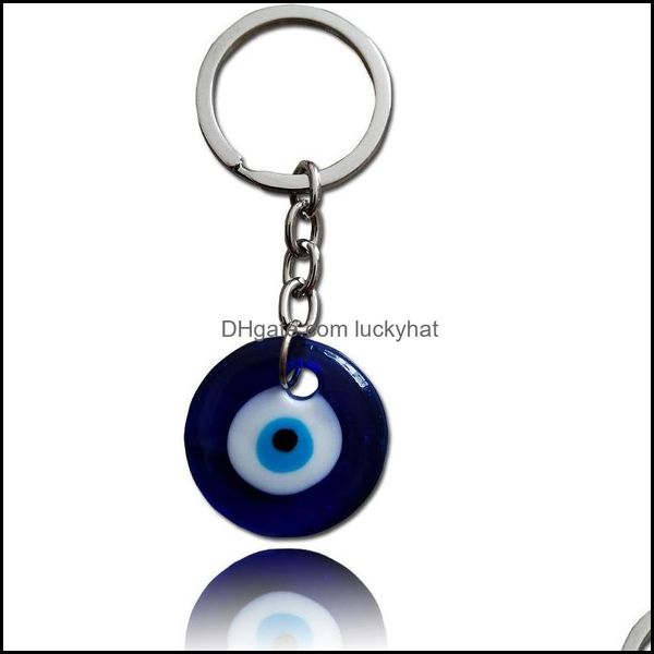 Porte-clés 10Pcs / Lot Vintage Sier Turc Larme Bleu Verre Evil Eye Charme Porte-clés Cadeaux Fit Chaînes Accessoires Bijoux A29 1161 Q Otcqp