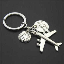 Key Rings 1pc Earth Plane Key Chain overal waar hanglijst Key Chain Vriendschap Beste vriend handgemaakte sieraden Groothandel G230210