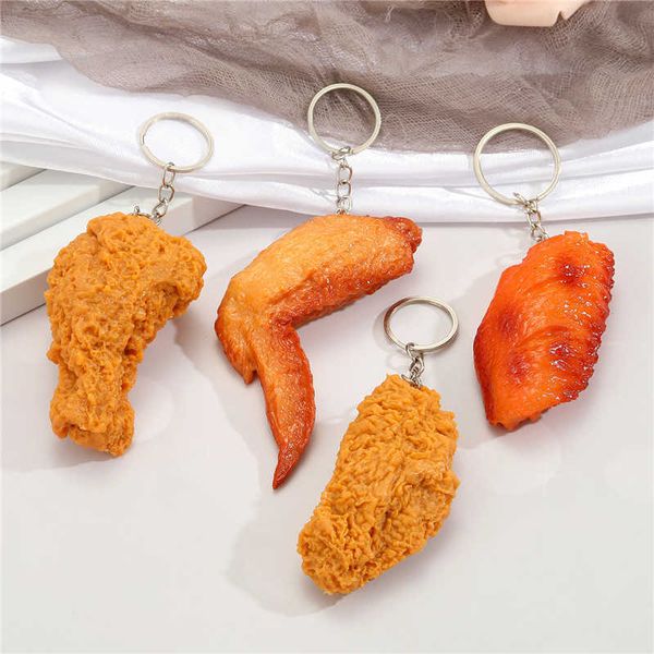 Porte-clés 1 Pcs Fried Chicken Leg Food Pendentif Porte-clés Pour Un Ami Cadeau Mode Simulation Créative Ailes De Poulet Sac Boîte De Voiture Porte-clés K117 G230210