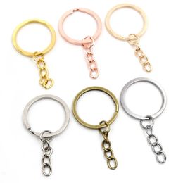 Key Rings 20 PCS/Lot Key Ring Key Chain 6 Kleuren Geplaatste 50 mm lange ronde Split Keychain Keyrings Groothandel AA230411