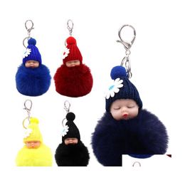 Llaveros 20 Estilos Cute Slee Baby Doll Moda Fuzzball Pompom Llaveros Para Mujeres Fluffy Car Pendant Keyring Jewelry Drop Delivery Dhnsp