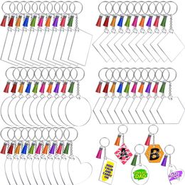 Sleutelhangers 200 stks DIY Acryl Sleutelhanger Set Transparant Acryl Sleutelhanger Blanks Hangers Kwastje Sleutelhanger Gepersonaliseerde DIY Ambachten Projecten 230614