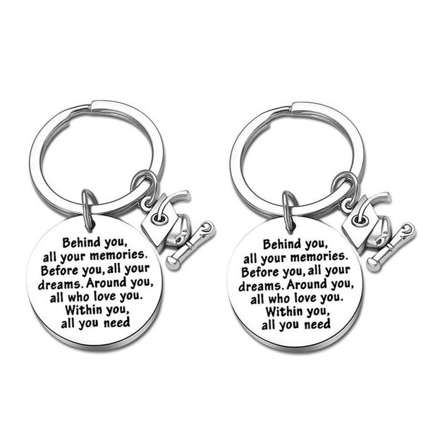 Porte-clés 2021 30Mm Anneau Créatif Graduation Saison Cadeau Docteur Chapeau Pendentif Porte-clés Derrière Vous Tous Vos Souvenirs Bijoux Accessoire Dhh3Z