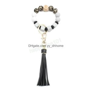 Porte-clés 2022 Mode Sile Perles Mama Bracelets Jouets Alliage Porte-clés De Qualité Alimentaire Bracelets Hêtre Party Favor Gland Porte-clés Pendentif Dhw2D