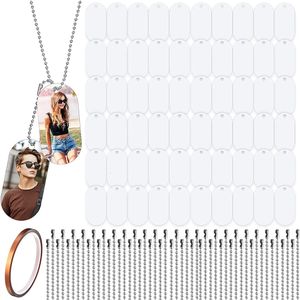 Porte-clés 31PCS Sublimation Étiquettes De Chien Vierges Pendentifs En Aluminium Double Face Estampage Message Pendentif Colliers DIY Artisanat 230801