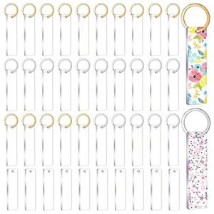 Porte-clés 40 Pièces Blancs Chanson Chaîne Acrylique Porte-clés Blanc Transparent Rectangle Disques avec 30 Pièces Métal 230612