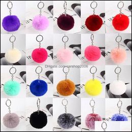 Sleutelhangers 8Cm Trinket Pompons Sleutelhanger Imitatie Konijnenbont Sleutelhanger Fluffy Chains Snuisterijen Pom Sleutelhangers Drop Delivery 2021 Sieraden Carshop Dhizv