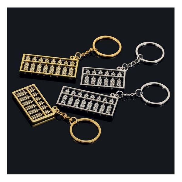 Porte-clés Abacus Porte-clés 6 Fichiers 8 Anneau En Métal Vent Chinois Or Sier Chaîne Pendentif Accessoires De Mode Drop Delivery Bijoux Dhqvh