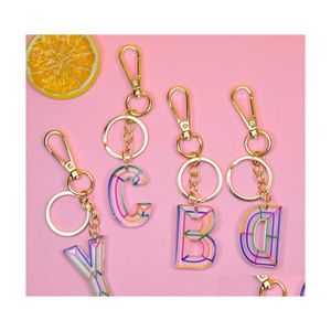 Porte-clés Acrylique Lettre Porte-clés Mode Voiture Porte-clés Titulaire Chaînes Accessoires Personnalisé A Z 26 Alphabets Sac Charmes Pendentifs Dhvqi