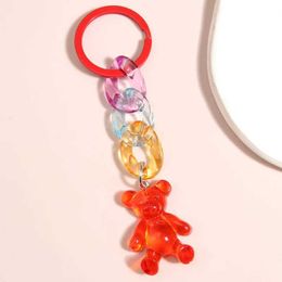 Porte-clés Acrylique En Plastique Lien Chaîne Porte-clés Coloré À La Main Ours Clé Cadeaux D'amitié Pour Femmes Filles Sac À Main Accessoire Bijoux J240108