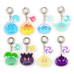 Key Rings Anime Genshin Impact Plushie hanger speelgoed Kawaii Slime 7 element Xiao Venti Zhongli Keychain Backpacks Keychains Accessories G230210