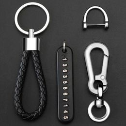 Sleutelringen Anti-meest autosleutel Pendant Split ringen Keychain Telefoonnummer Kaart Kaart Kaartje Auto Voertuig Key Chain Holder Men Geschenkto-auto Accessoires R230301