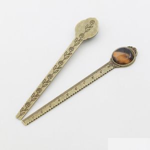 Porte-clés en cuivre antique en métal, marque-page avec pierres précieuses rondes de 20 mm, style RER pour femmes, bijoux, livraison directe, Dhsdb