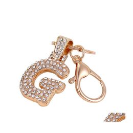 Sleutelringen AZ Letterketen Creative Rhinestone Crystal 26 Engelse initiële hars Handtas Keyring Accessoires voor vrouwen C3 Drop leveren OT7PQ