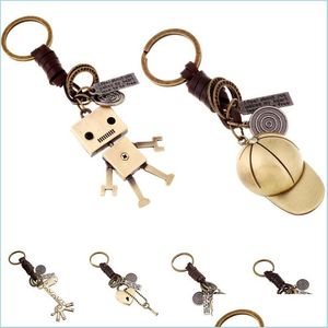 Key Rings honkbal cap sleutelring beweegbare robot giraf uil hart sleutelhanger houders tas hangt mode sieraden cadeau drop levering dhzn0