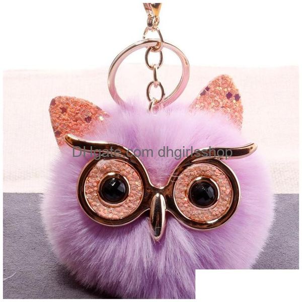 Porte-clés Big Eye Owl Fourrure Porte-clés Or Oiseau Porte-clés Sac Suspend Bijoux De Mode Will Et Sandy Rouge Blanc Bijoux Dhyiu