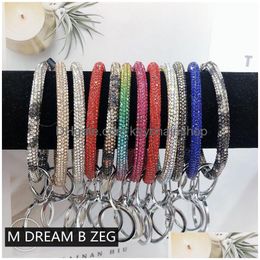 Sleutelhangers Bliing Bling Diamond Bracelet Sleutelhanger Party Gift Bangle Ring Strass Polsbandje Girl Wrist Strap Drop Delivery Je Dhopm