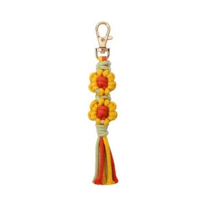 Porte-clés Bohême Tassel DIY Sac Hangs Porte-clés Fleur Chrysanthème Pendentif Coton Corde Porte-clés Bijoux De Mode Drop Livraison Jewelr Dhqhs