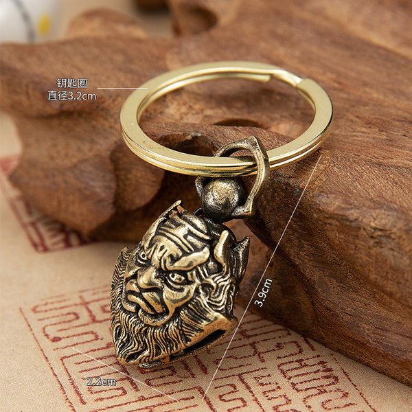 Anneaux clés en laiton Gourmet Bell Keychain Facebook Golden Toad Dragon Head Chain Pure Copper Keychain Bell Traided Corde Pendant