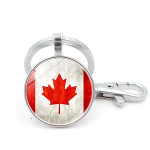 Belangrijkste ringen Canada National Flag Chain Vintage Time Gem Cabochon Ring Bronze en Sier Color Holder Drop Delivery Sieraden DHLZBB