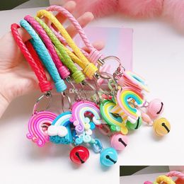 Key Rings Candy Color Star Rainbow Keychain Tassel Charm Keyring Key Holders Bag Hangt mode sieraden cadeau drop levering dhckm