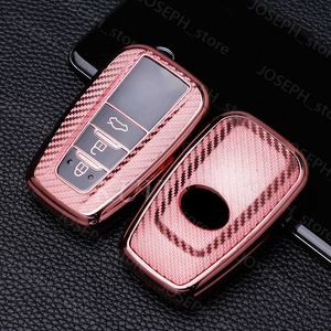 Key Rings Carbon Grain TPU Auto Remote sleutel FOB Case Cover Shell Keychain voor 2018 2019 2020 Toyota Camry Rav4 Avalon C-HR Prius Corolla J230413