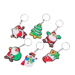 Anillos clave Cartoon Cute Santa Claus Keychain Men and Women Regalo de Navidad Posting Annnaments Epacket Drop entrega Joyería Dhayg