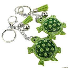 Sleutelhangers Cartoon Vrouwelijke Koreaanse Veet Strass Schildpad Hanger Leuke Tai Chi Yin En Yang Gossip Vorm Tas Kwastje Sleutelhanger Drop Deliv Dhcmf