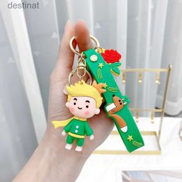 Anillos clave Cartoon Little Prince 3D Keychain Animal Fox Joya Acrílico Dollintería Accesorios de KeychainL231221