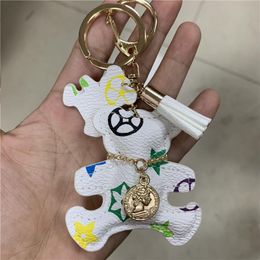 Anillos clave Cat Bear Chains Accesorios Tassel Anillos de llave PU Cuerpo de teddy Bear Keychain