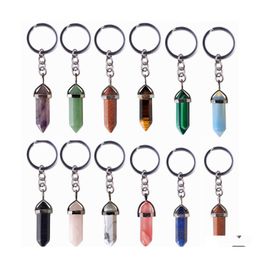Key Rings Charms Natural Stone Keyring mode sleutelhouder Boho Jewelry Car Keychain voor vrouwen Drop levering Dh2ta