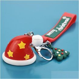 Key Rings Christmas Jewelry Merry Keychain Cartoon Tree Santa Hat Socks Key Ring Holders Bag Hangt Fashion Drop Delivery DHA74