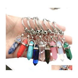 Key Rings Creative Natural Quartz Stone Yoga hanger Keychain Dames Bag Handuitgreep Auto juwelen Accessoires Drop levering OTPFW