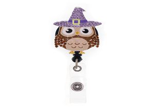 Sleutelringen Custom Cute Owl Animal Riine Rhinestone intrekbare ID -houder voor verpleegkundige naam accessoires badge reel met alligator clip2288546