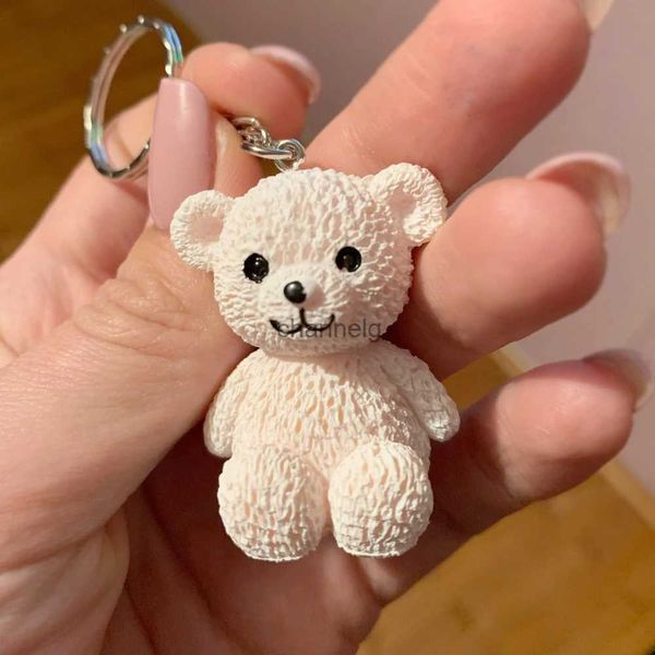 Llaveros lindo mini oso de peluche muñeca llavero novedad niñas dibujos animados pequeño animal llavero en bolsa de estudiante baratija joyería regalo de fiesta YQ231204