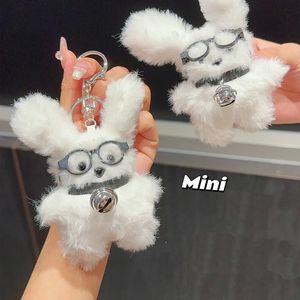 Porte-clés mignon en peluche pilote lapin poupée chaînes anneau pour femme Kawaii dessin animé sac à dos pendentif voiture jouet enfants cadeau d'anniversaire 231117