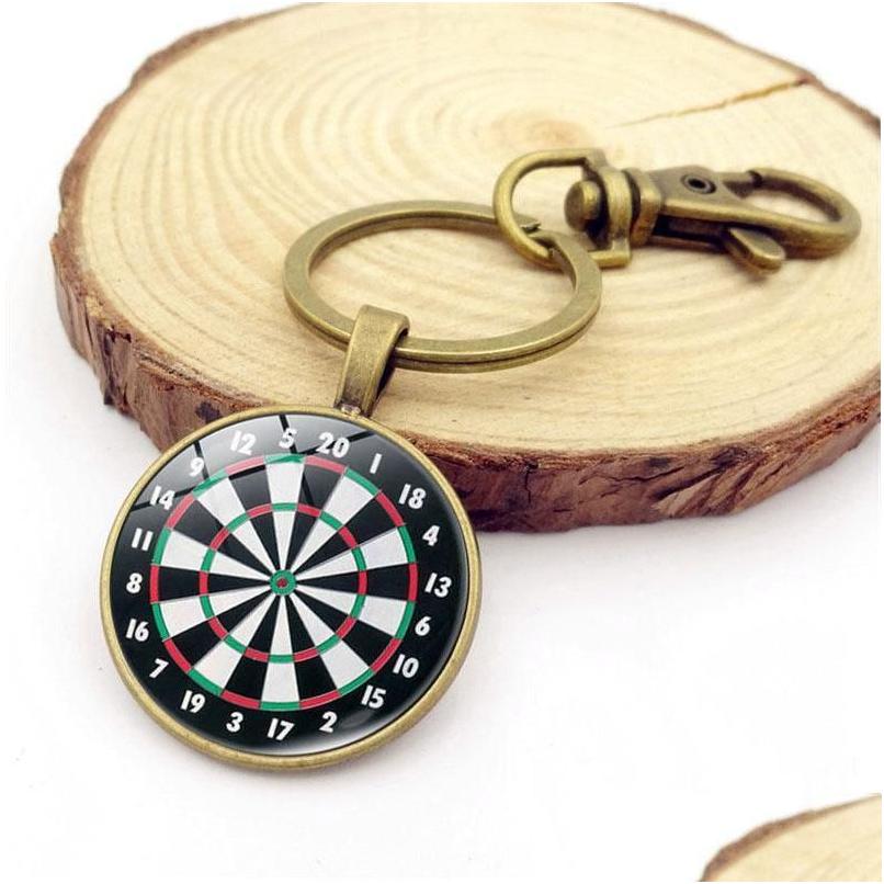 Key Rings Darts Target Chain Restore Ancient Time Gem Pendant Ring Dart Sports Lovers Holder Drop Delivery Jewelry Dhbif Dhprq