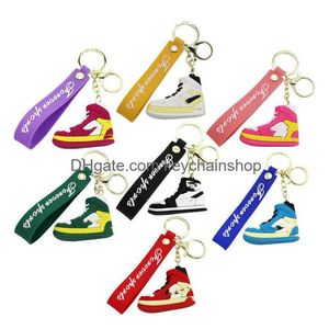 Porte-clés Designer Sneaker Porte-clés Fête D'anniversaire Cadeau Sile Creative 3D Chaussures De Sport Anneau Sac Pendentif Décoration 7 Couleurs Drop Deli Dho3L