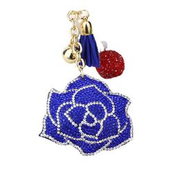 Belangrijkste ringen Diamond schilderen Rose FL Boor Special Vorme vrouwen tas decoratie hanger ornament sleutelhanger cadeau drop levering sieraden dhmes dhmes