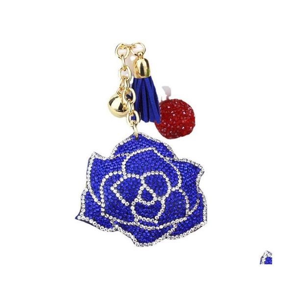 Porte-clés Diamant Peinture Rose Fl Forage Spécial Forme Femmes Sac Décoration Pendentif Ornement Porte-clés Cadeau Drop Livraison Bijoux OTfve