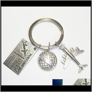 Key Rings Drop Delivery 2021 Fashion Travel Globe en Airplane KeyChain Stewardesers Gift Handgemaakte reiziger sieraden 337 JS1HU