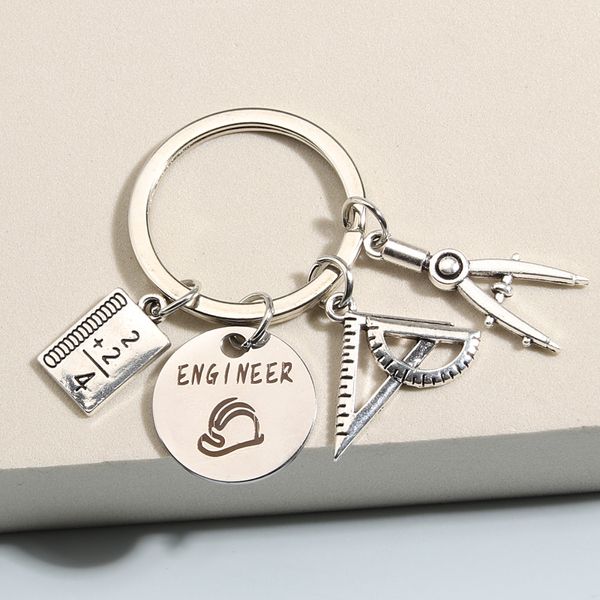 Key Rings Engineer Keychain Book Rer Compasses Ring Architecd Chains Cadeaux d'étudiants pour femmes hommes bricolage bijoux à la main