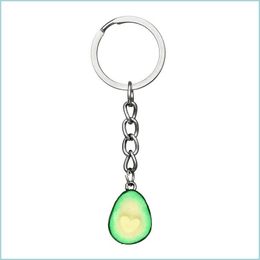 Key Rings milieuvriendelijke zachte klei avocado sleutelhanger mode paar fruit sieraden schattige charme ketting set hanger drop deliv dh1hn